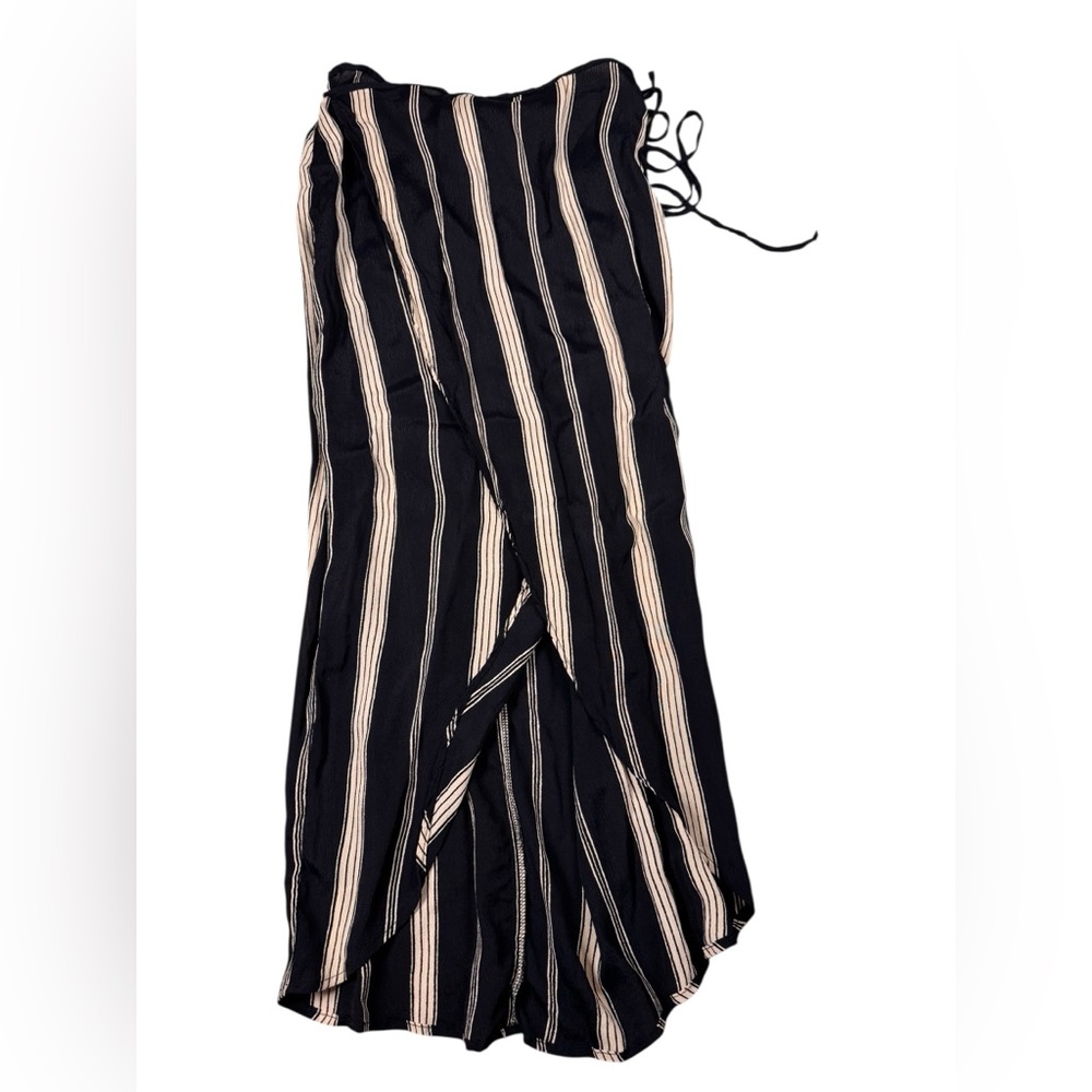 REFORMATION Black Cream Vertical Stripe Midi Swim Sarong Coverup XS